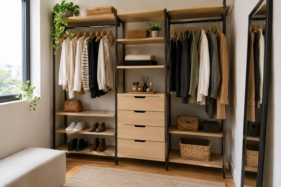 Como montar closet aberto pequeno e funcional
