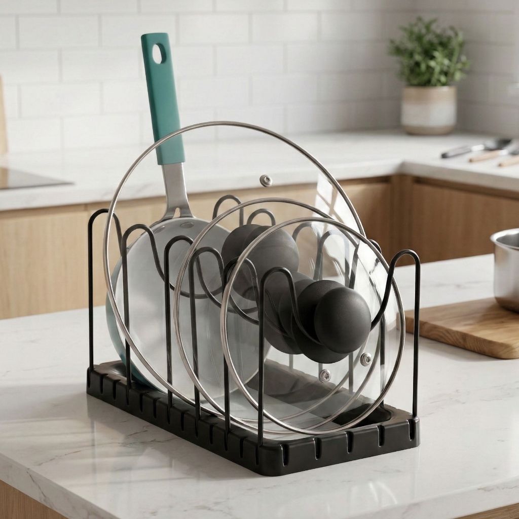 Organizador de Tampas e Frigideiras para Armário de Cozinha – Suporte Porta Tampas de Panela