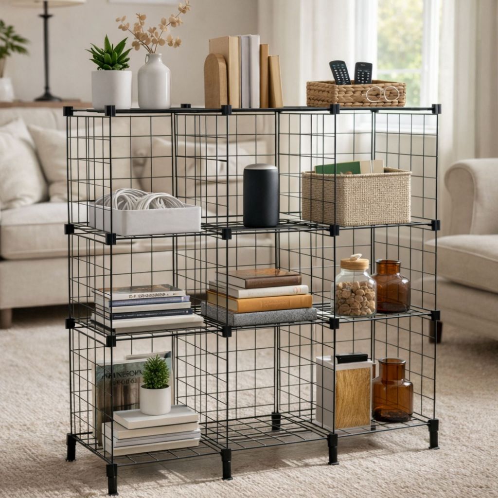 Estante para Livros Aramado para Roupas e Objetos 9 Nichos