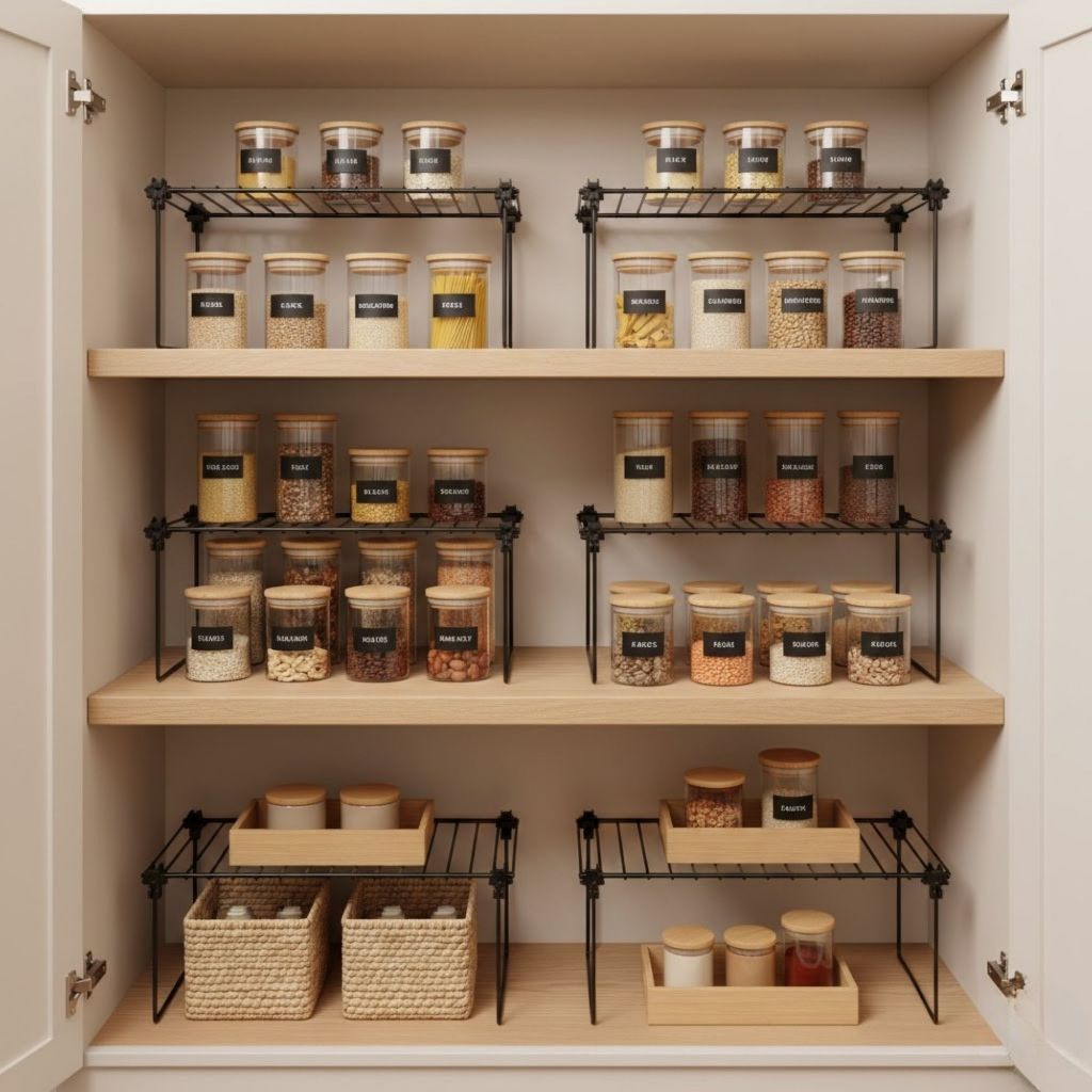 Kit 7 Organizadores de Armário Multiuso Aço Aramado – Prateleira para Cozinha e Louças