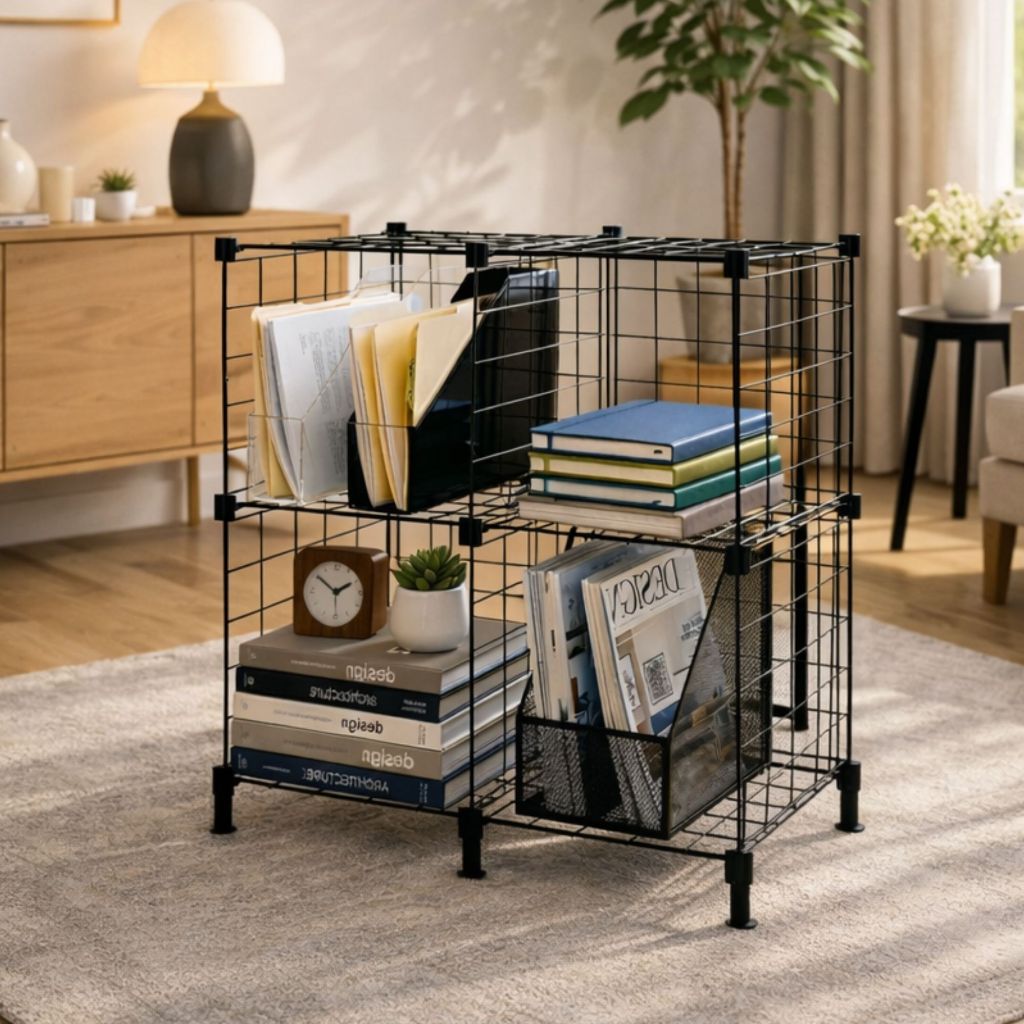 Estante para Livros Aramado para Roupas e Objetos 4 Nichos