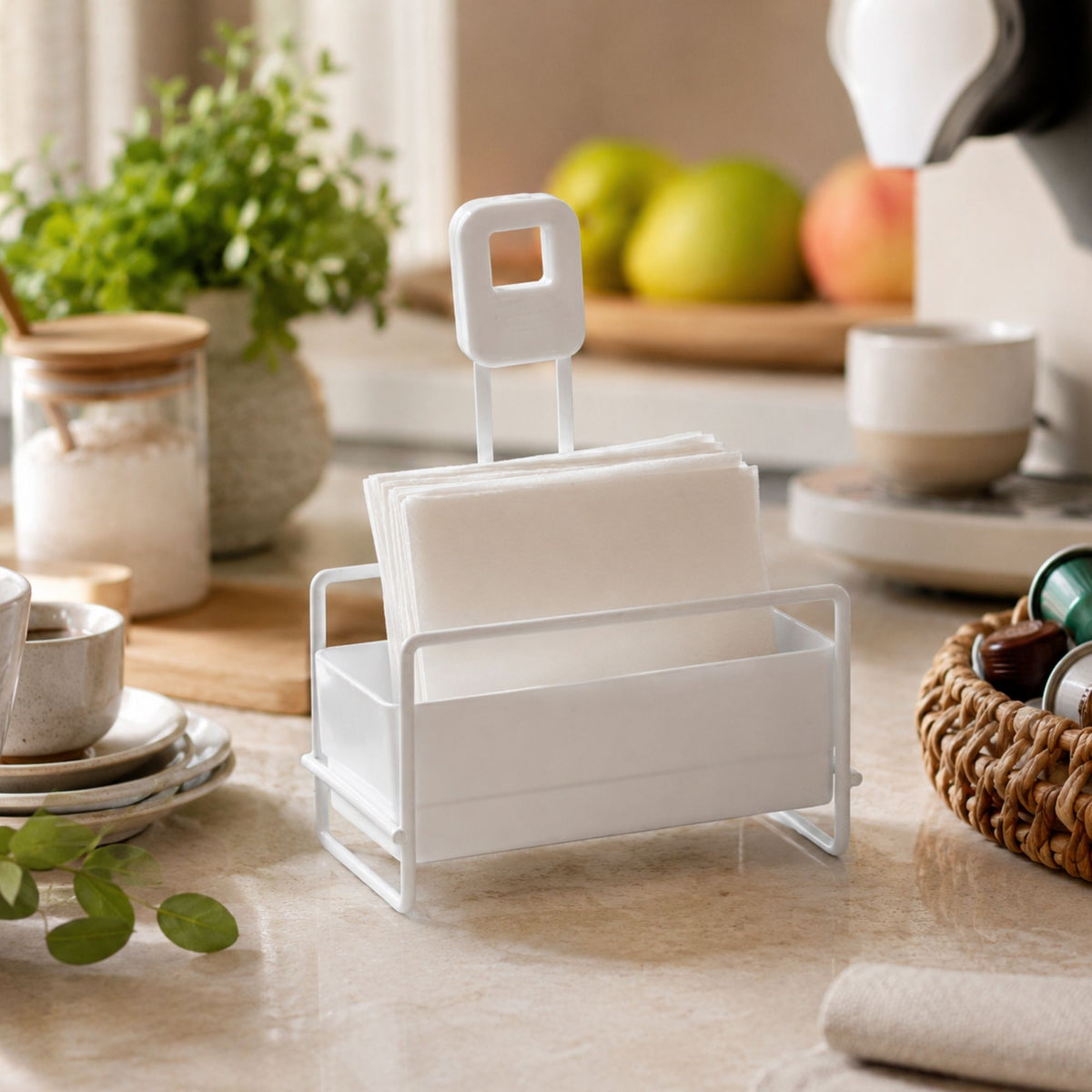 Porta Guardanapo Branco Organizador de Mesa Cozinha Cantinho do Café Bancada Multiuso