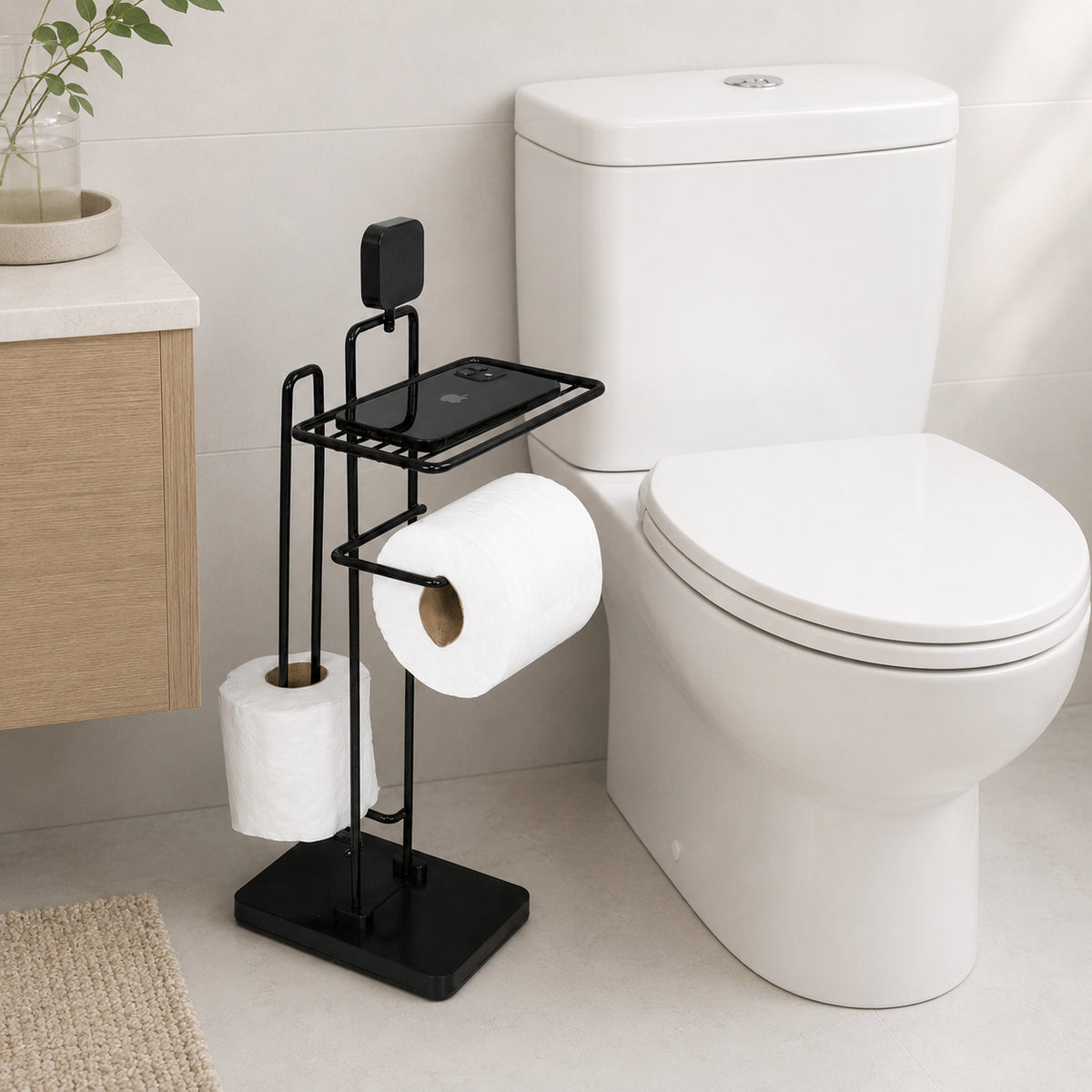Porta Papel Higiênico Suporte Celular Reserva Aramado