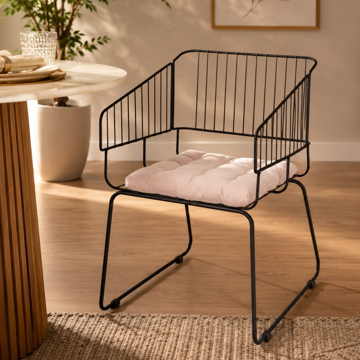 Cadeira de Jantar Design Industrial Aço Aramado Country