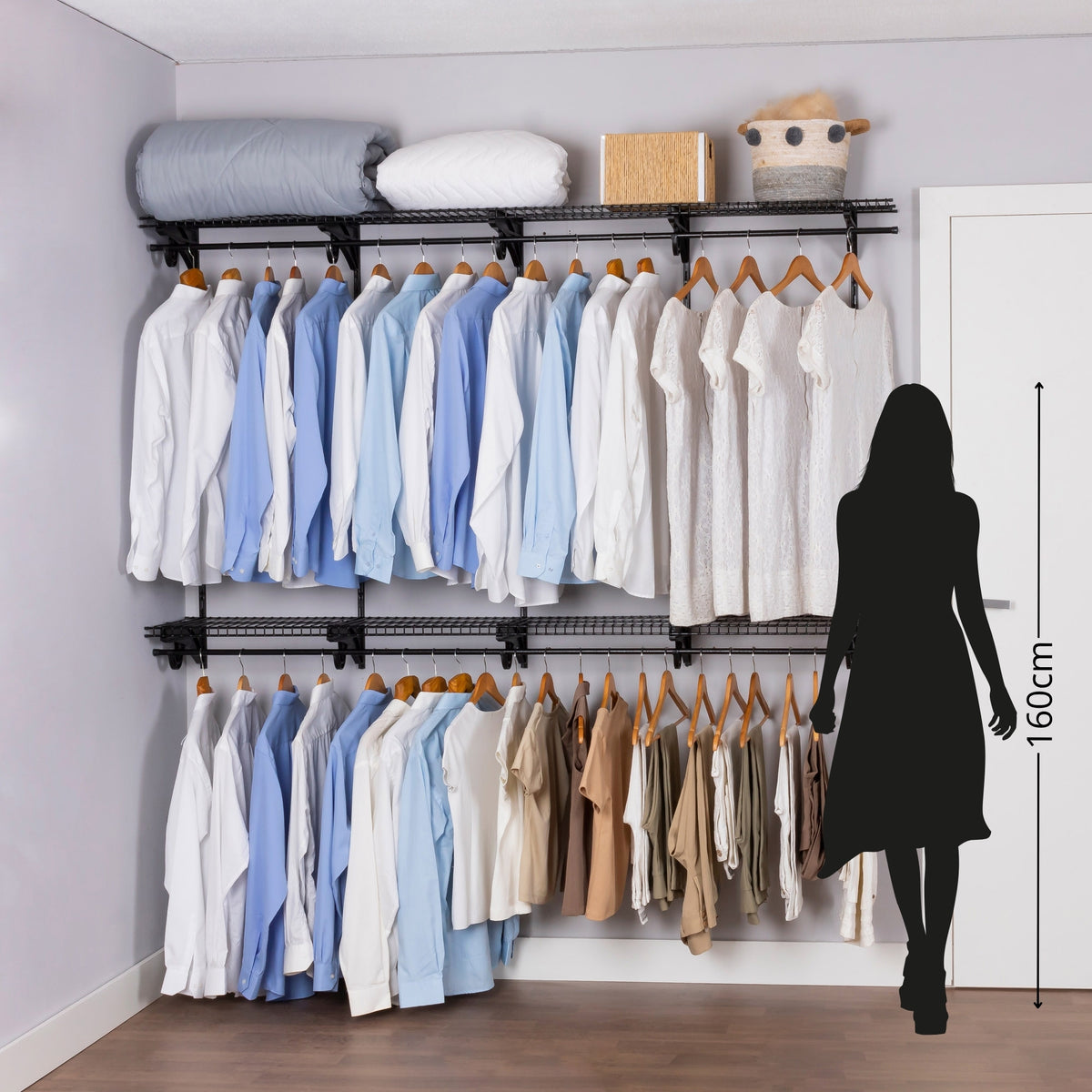 Armário Multiuso Closet Aberto Parede Casal Aramado kit 42