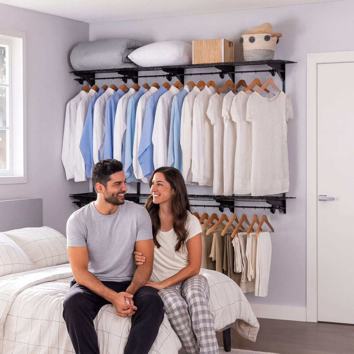 Armário Multiuso Closet Aberto Parede Casal Aramado kit 42