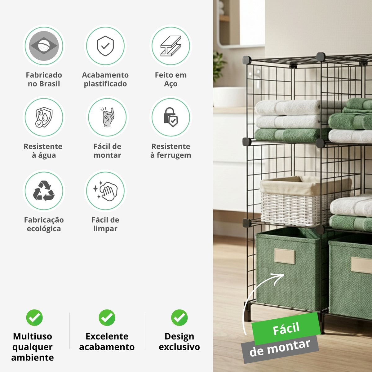 Estante para Livros Aramado para Roupas e Objetos 6 Nichos