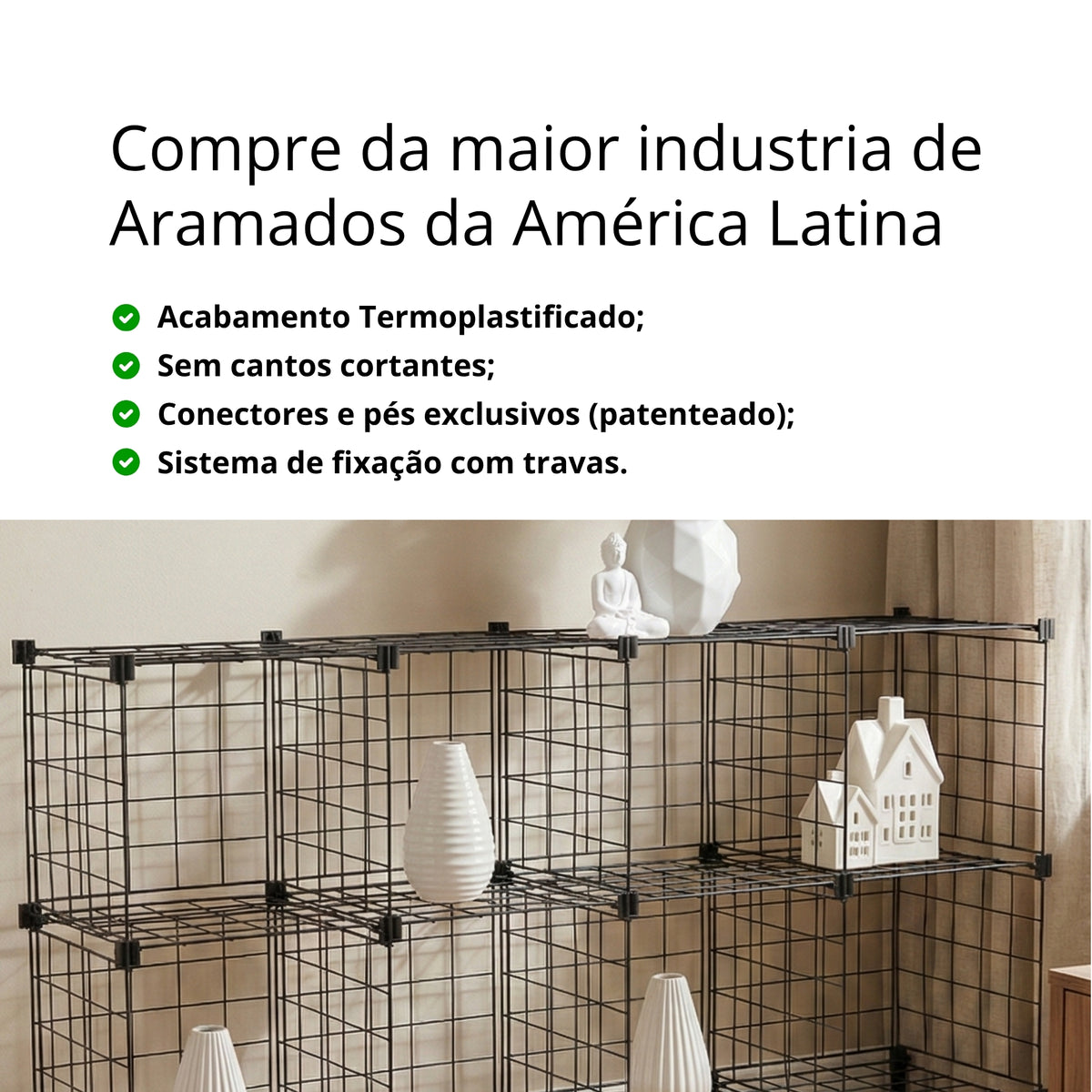Estante 8 Nichos Organizadora para Livros Aramado para Objetos Multiuso