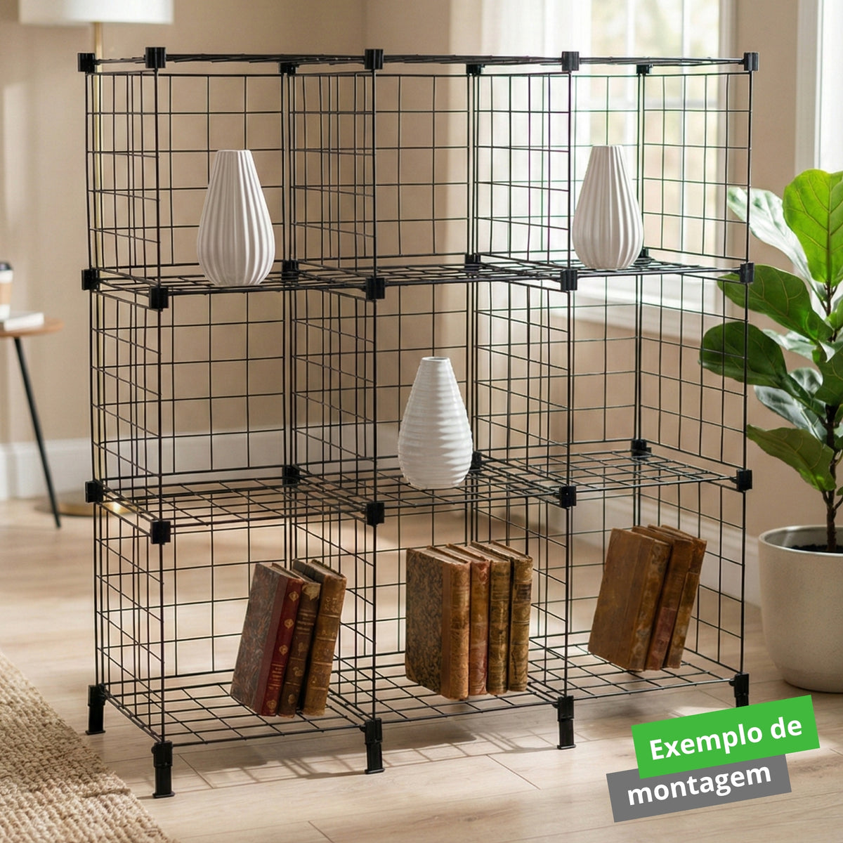 Estante para Livros Aramado para Roupas e Objetos 9 Nichos