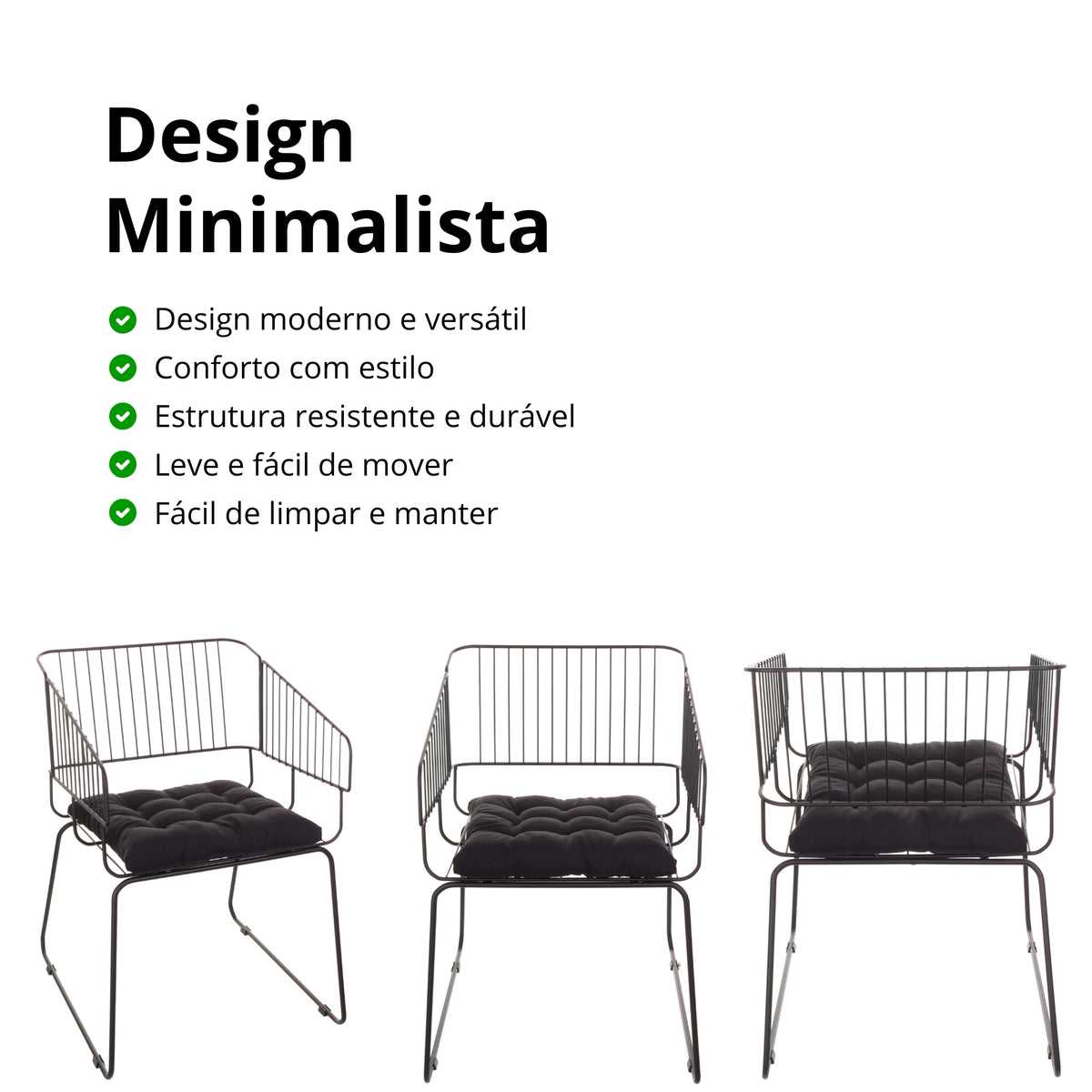 Cadeira de Jantar Top Design Industrial Aço Aramado Country