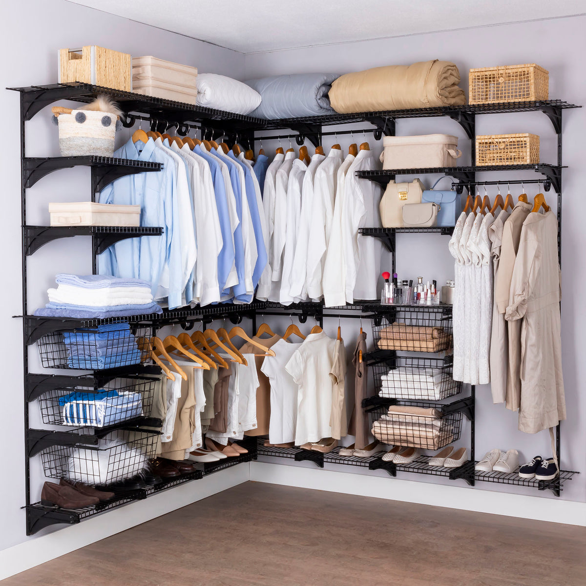 Armário Multiuso Closet Aberto Parede Casal Aramado kit 51