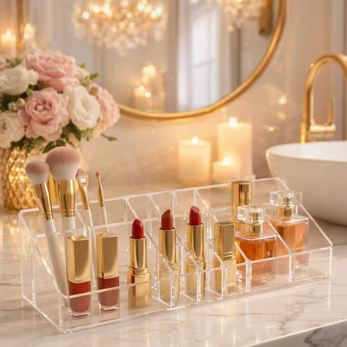 Organizador de Maquiagem Grande Multiuso para Cosméticos, Pincéis e Acessórios