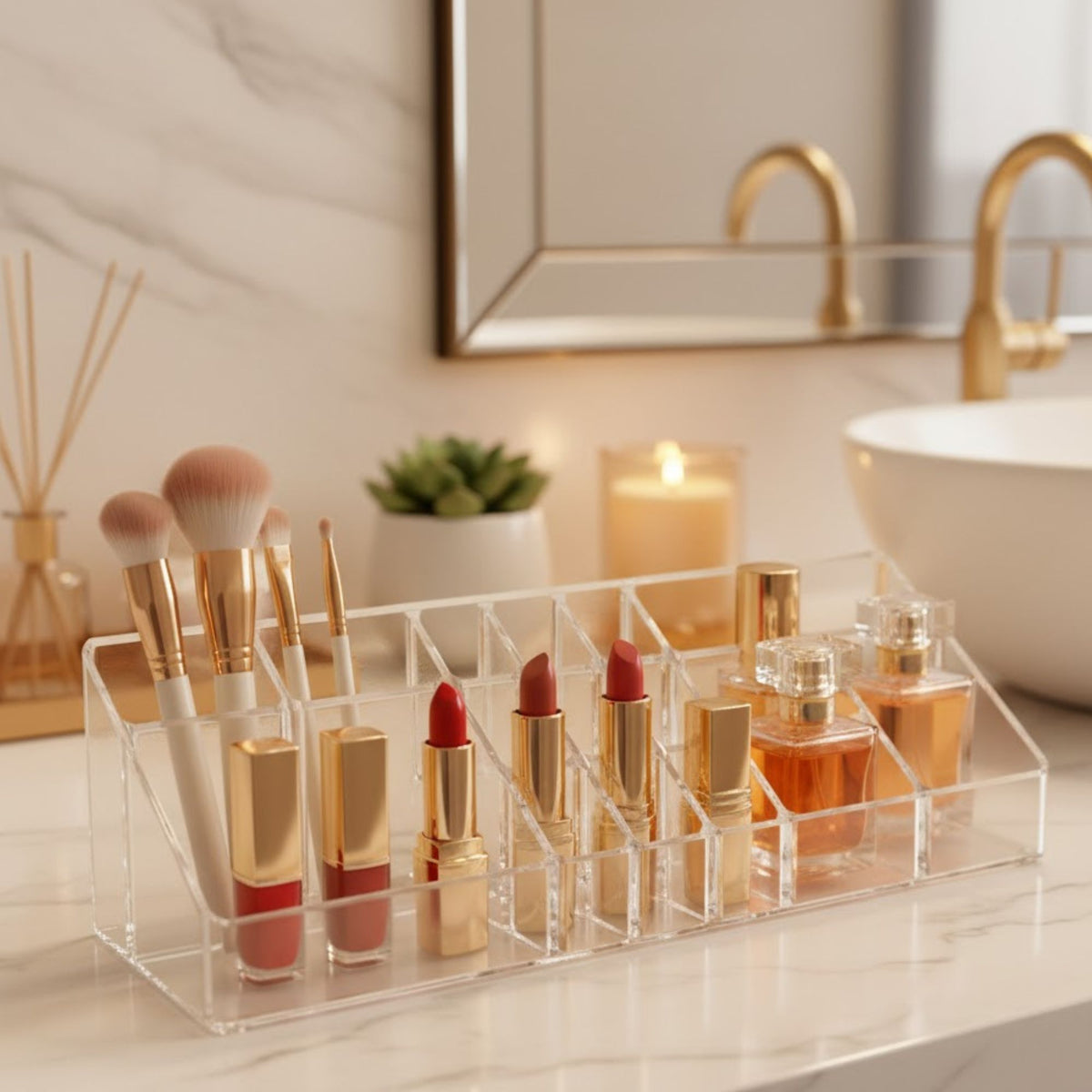 Organizador de Maquiagem Grande Multiuso para Cosméticos, Pincéis e Acessórios