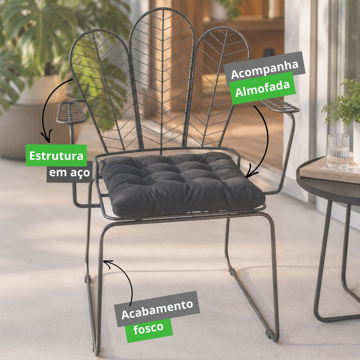 Cadeira de Jantar Top Design Industrial Aço Aramado Tree