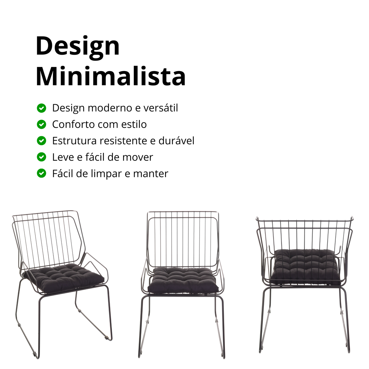 Cadeira de Jantar Top Design Industrial Aço Aramado Tron