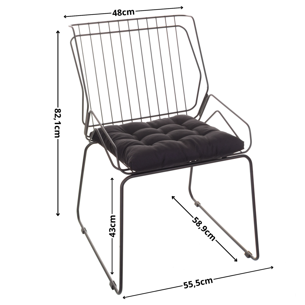 Cadeira de Jantar Top Design Industrial Aço Aramado Tron