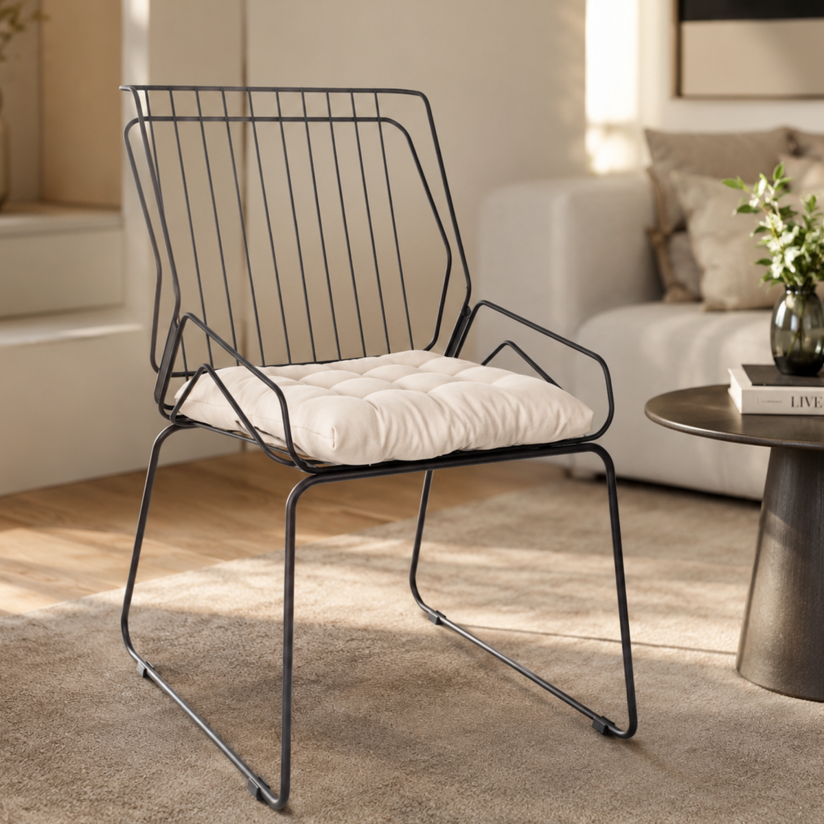 Cadeira de Jantar Top Design Industrial Aço Aramado Tron