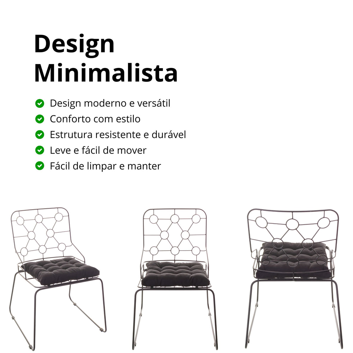 Cadeira de Jantar Top Design Industrial Aço Aramado Átomo