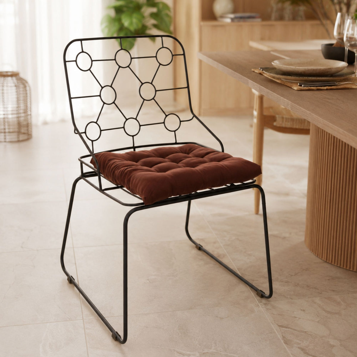 Cadeira de Jantar Top Design Industrial Aço Aramado Átomo