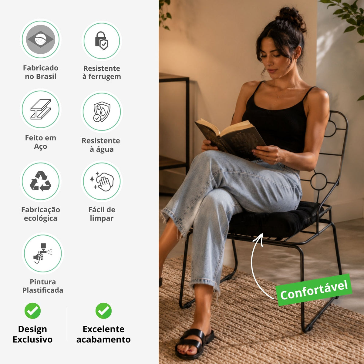 Cadeira de Jantar Top Design Industrial Aço Aramado Átomo