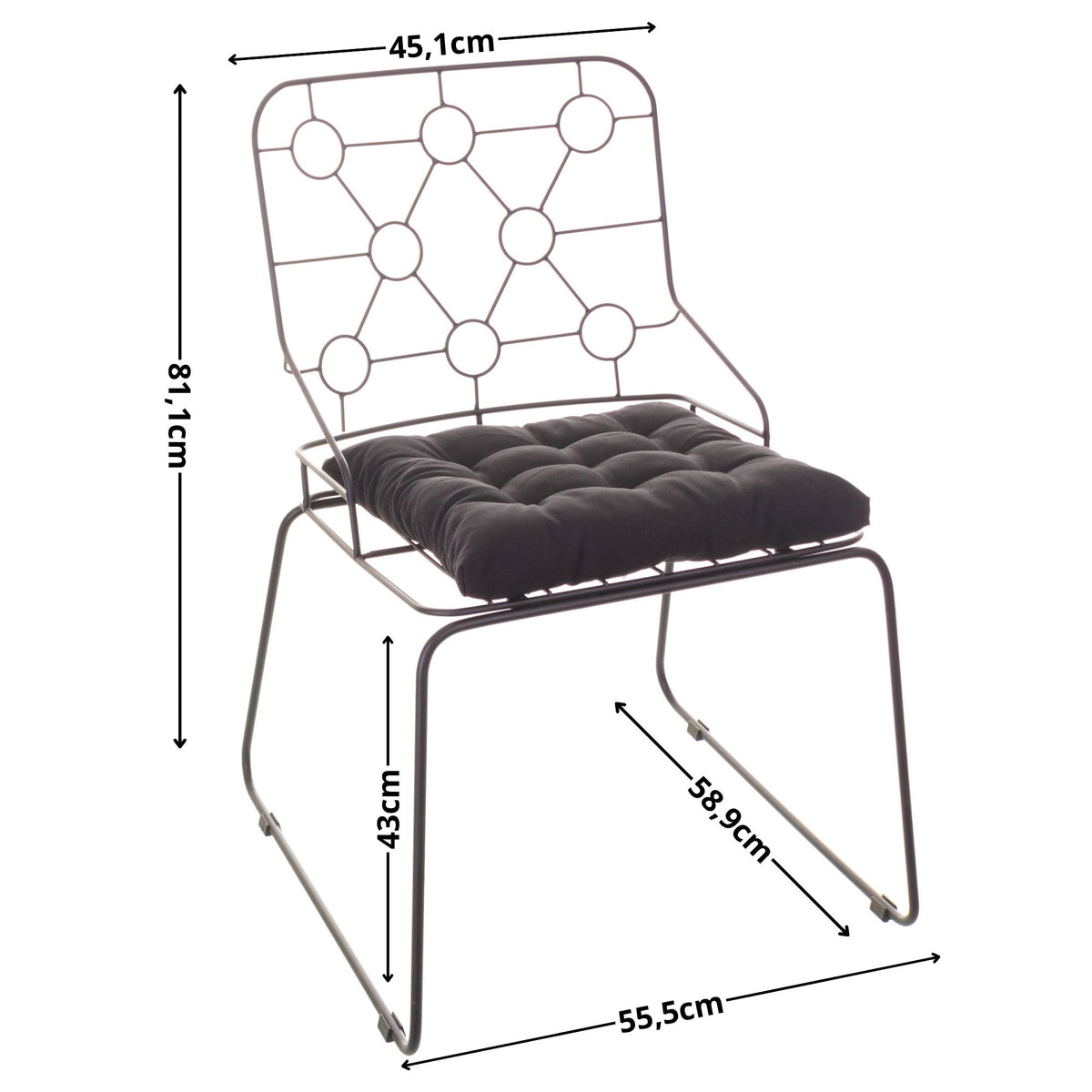 Cadeira de Jantar Top Design Industrial Aço Aramado Átomo