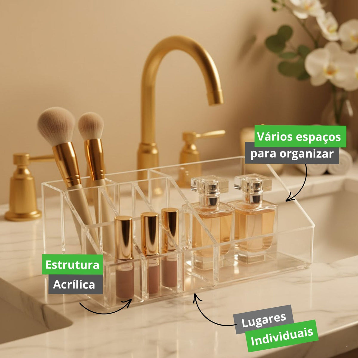 Organizador de Maquiagem Multiuso para Cosméticos, Pincéis e Acessórios de Beleza