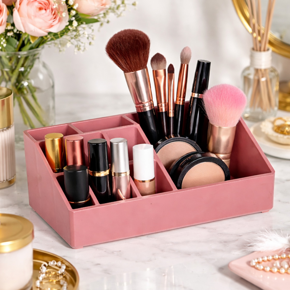 Organizador de Maquiagem Multiuso para Cosméticos, Pincéis e Acessórios de Beleza