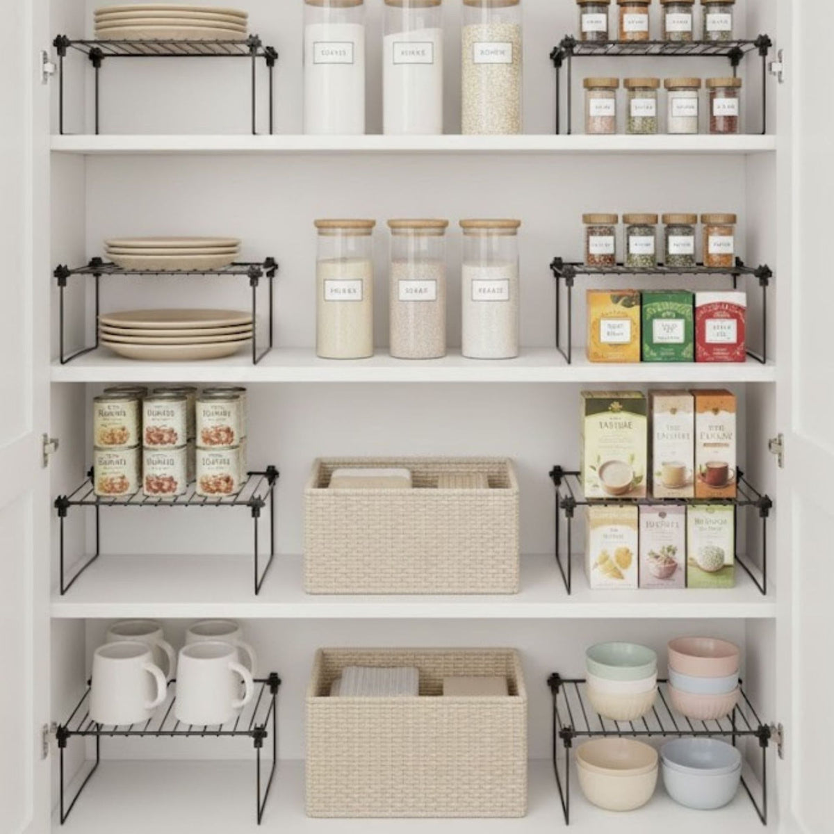 Kit 8 Organizadores de Armário Multiuso Aço Aramado – Prateleira para Cozinha e Louças
