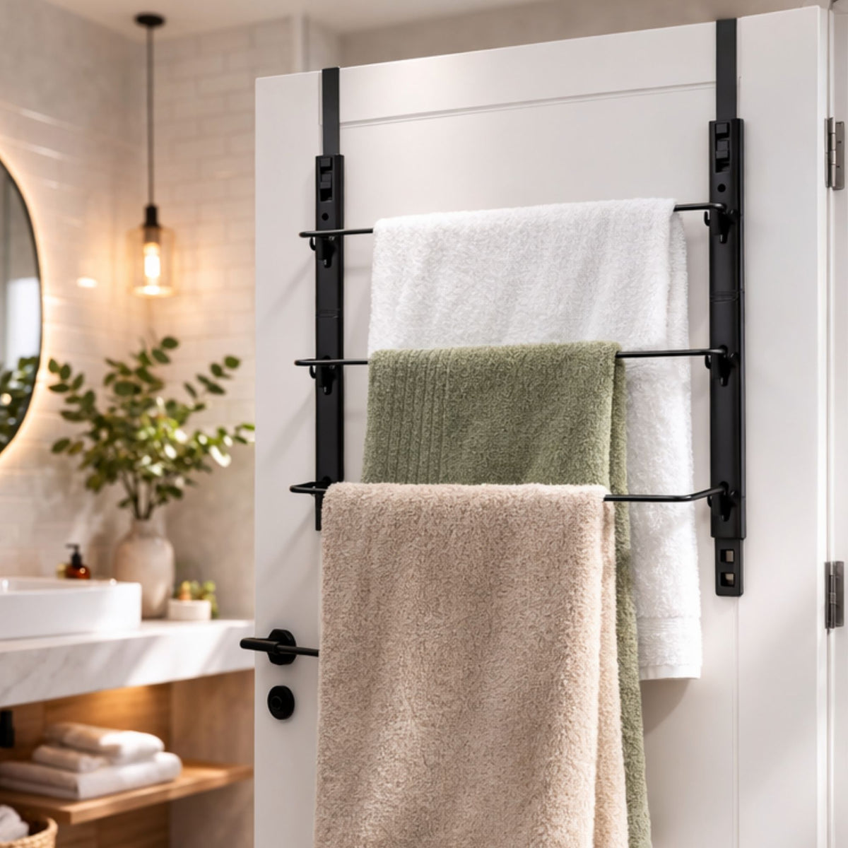 Porta Toalha de Porta Toalheiro Vertical Sem Furar para Banheiro, Lavabo e Quarto