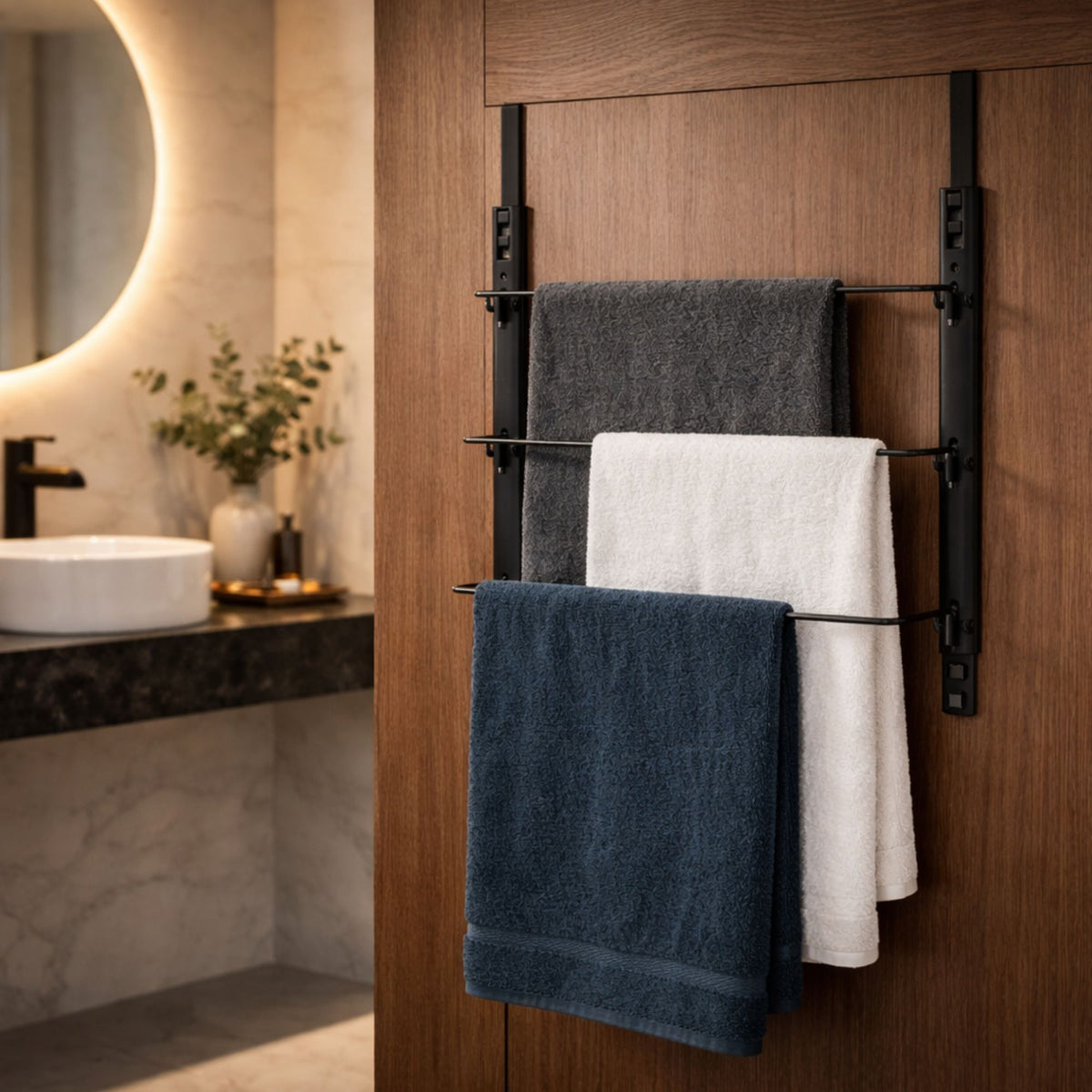 Porta Toalha de Porta Toalheiro Vertical Sem Furar para Banheiro, Lavabo e Quarto