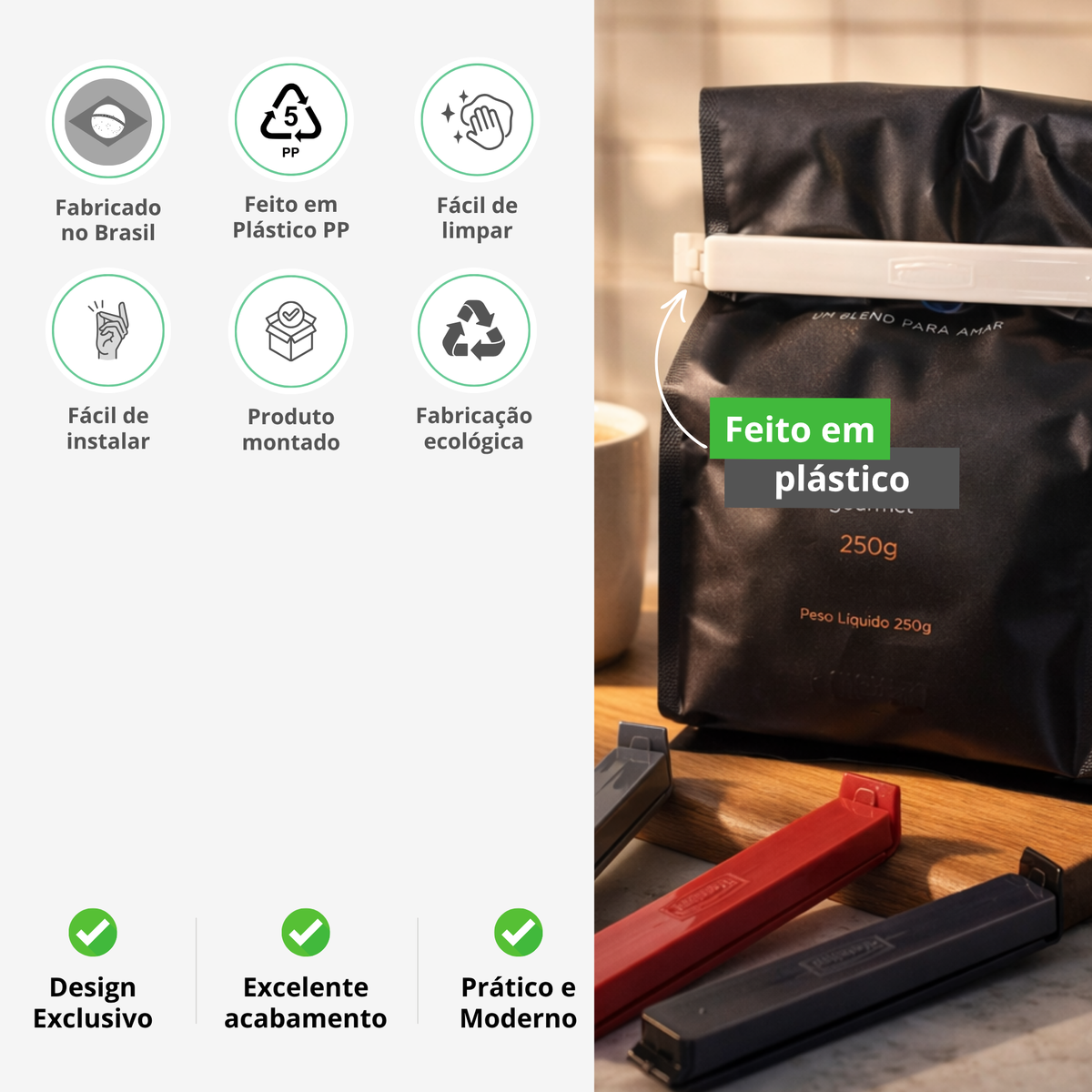 Kit Prendedor Lacre Multiuso Fecha Embalagens com 20 Un Grande