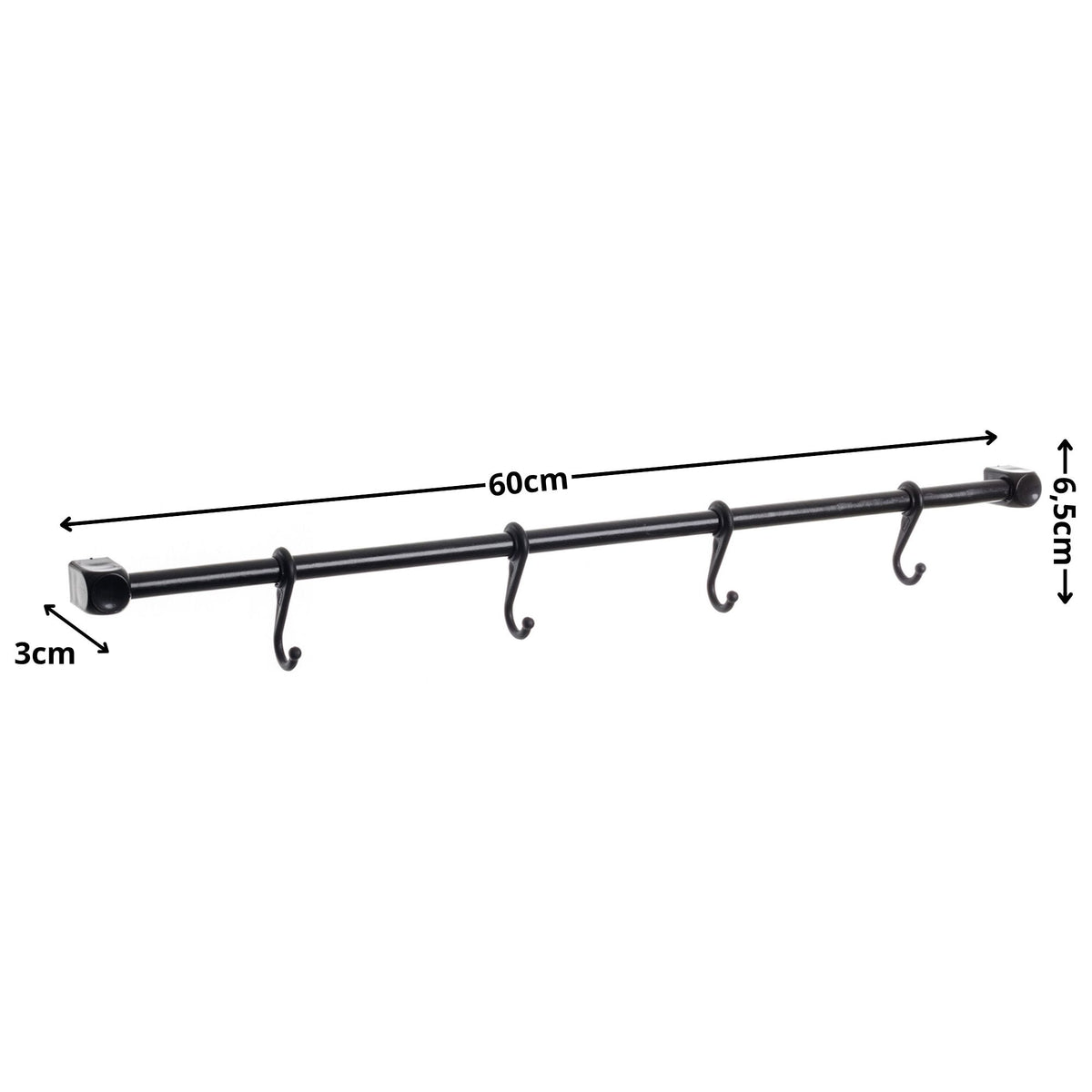 Barra média com 4 ganchos - 60 cm