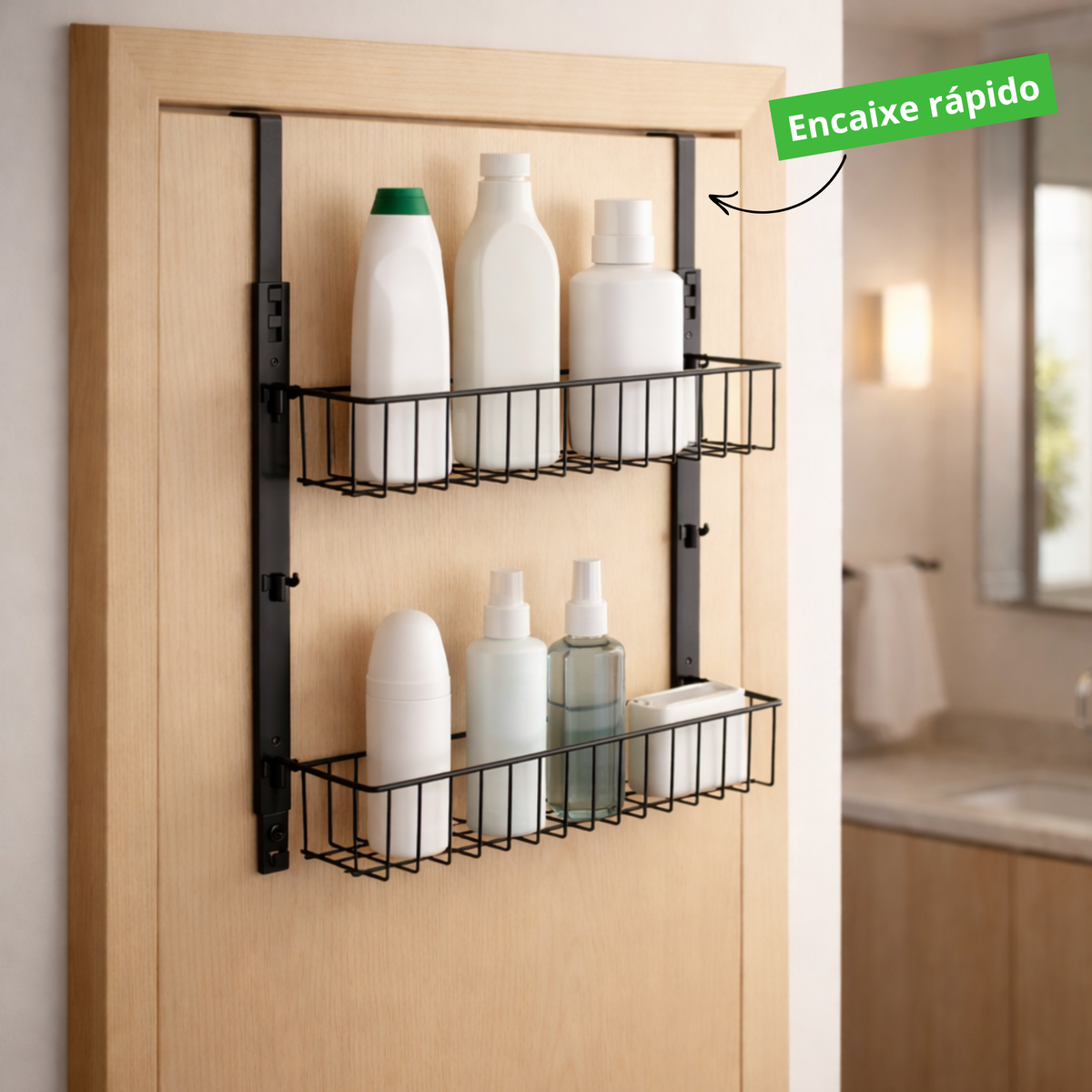 Cesto organizador aramado duplo para porta e parede