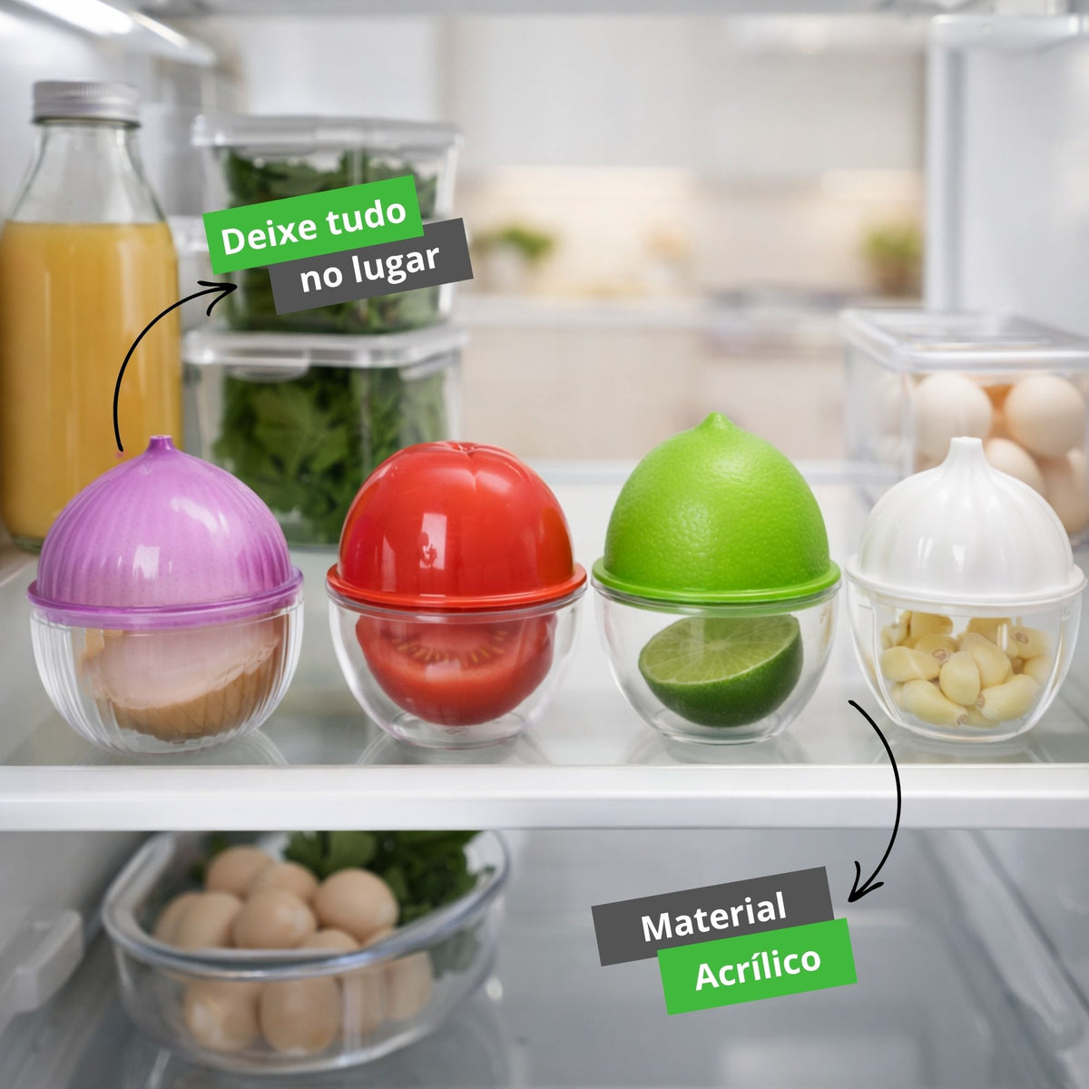 Kit com 4 potes organizadores de alimentos