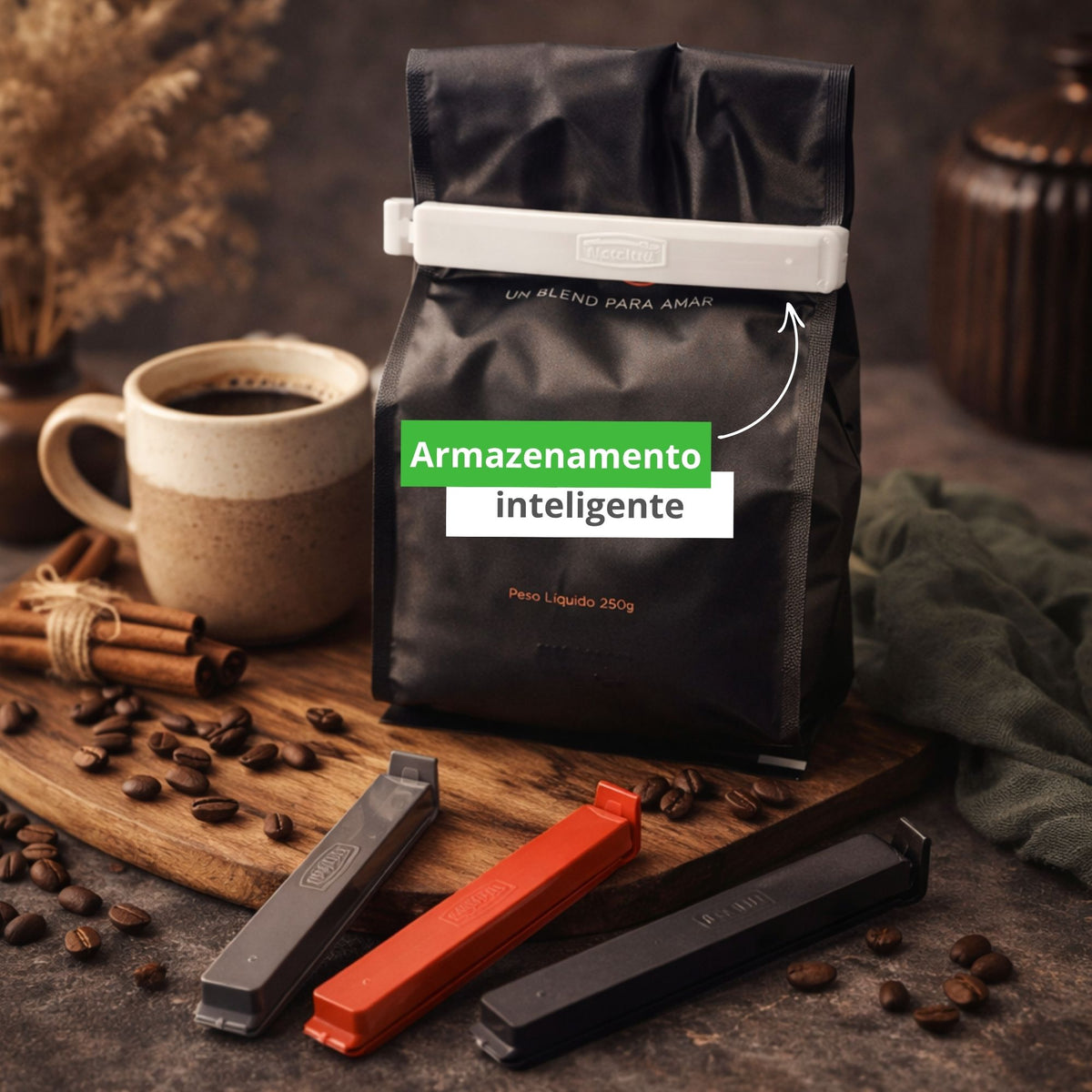 Kit com 4 prendedores para embalagens grandes