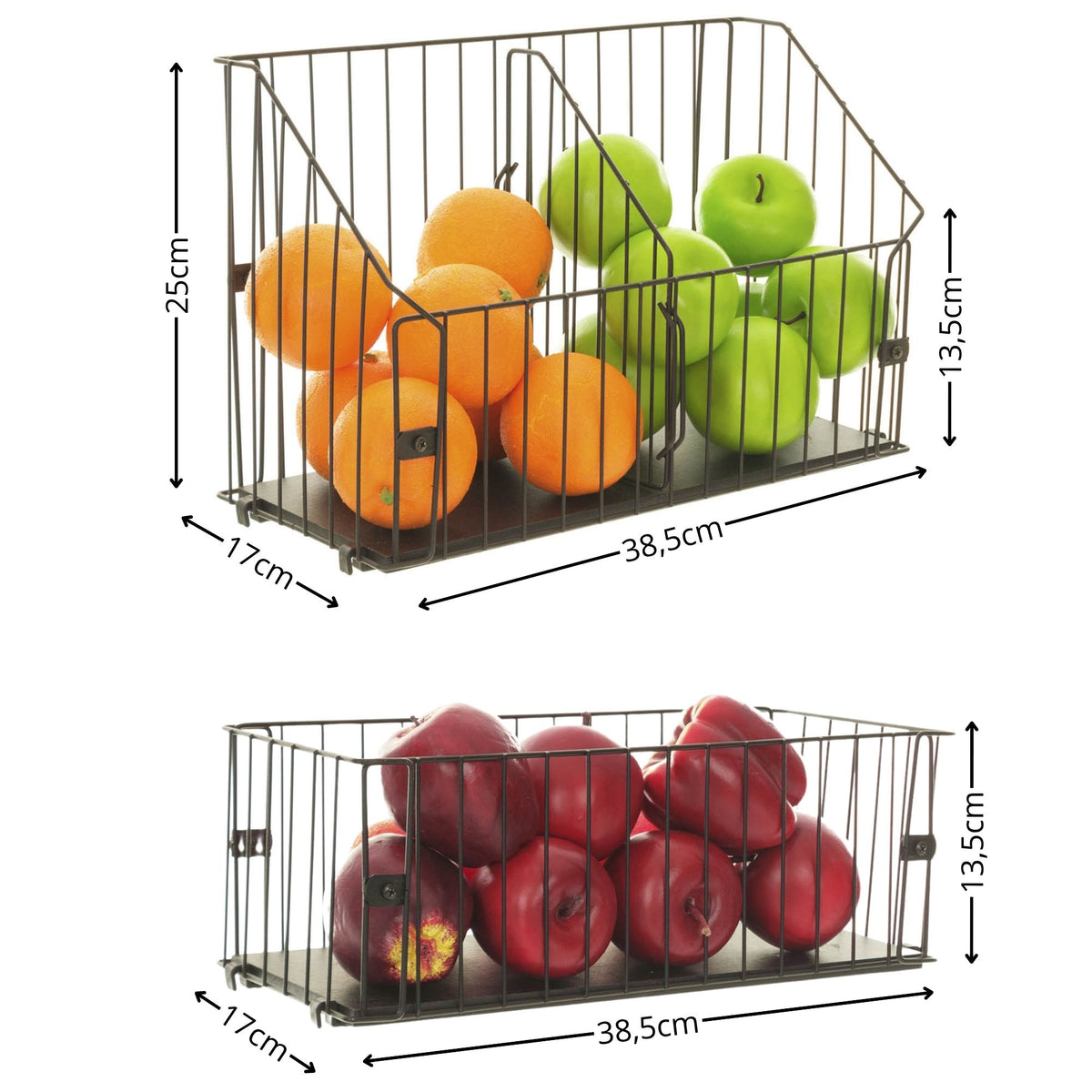 Fruteira de Parede Aramado Cozinha Cesto Frutas Kit 1P e 1G