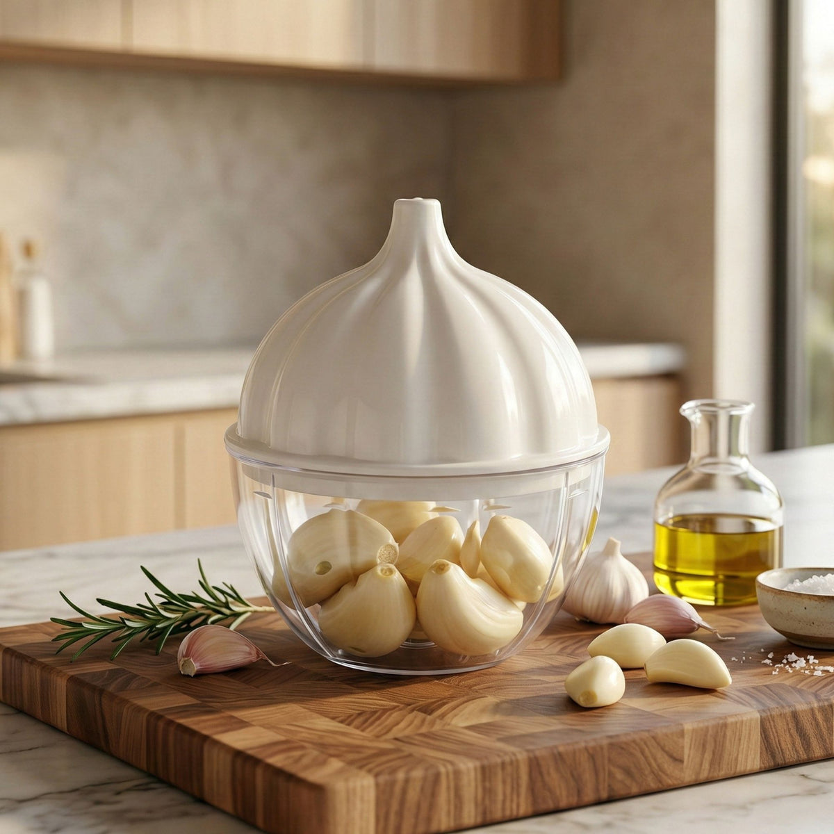 Porta Alho com Tampa – Organizador para Geladeira e Cozinha, Conserva Alimentos sem Odor e Mais Frescos