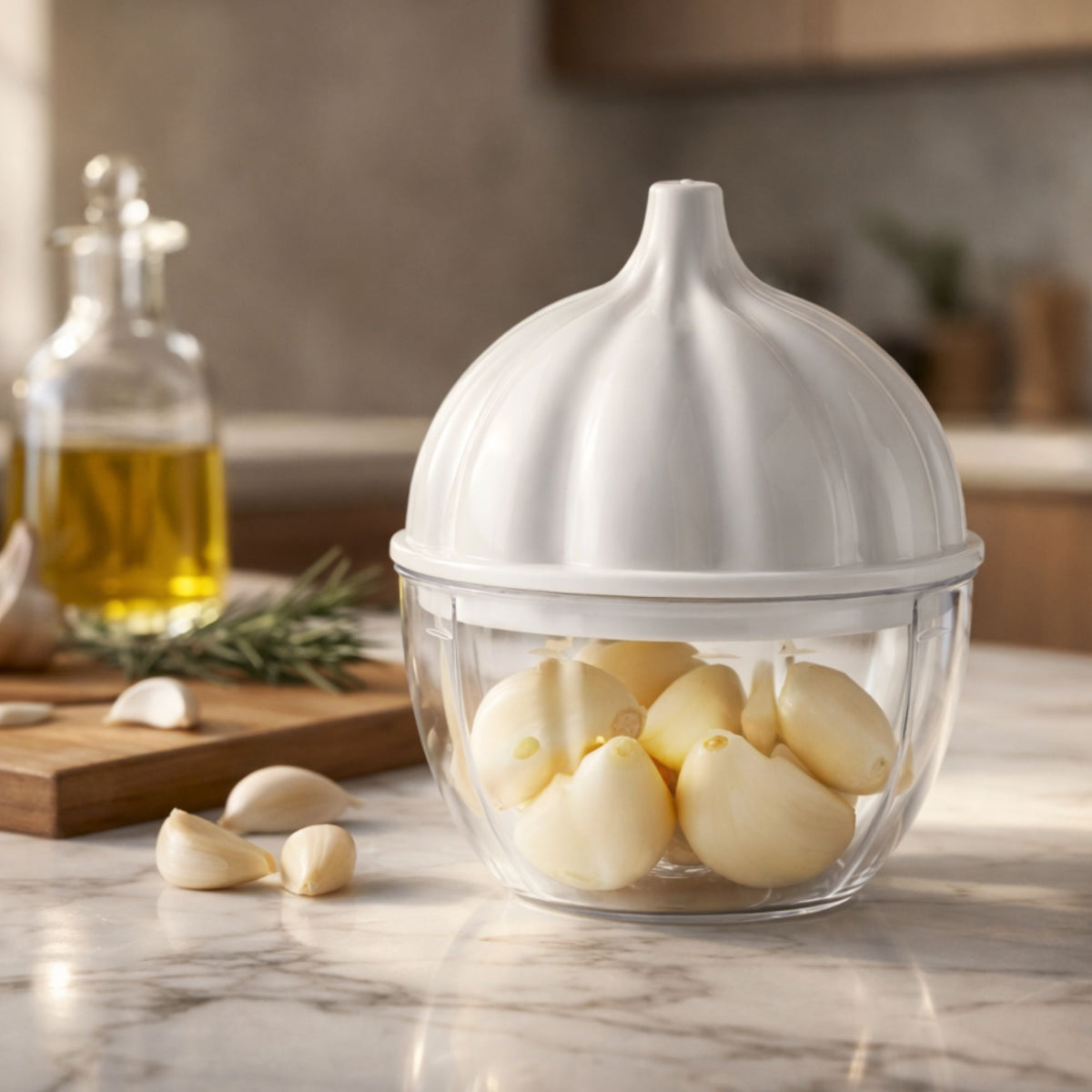 Porta Alho com Tampa – Organizador para Geladeira e Cozinha, Conserva Alimentos sem Odor e Mais Frescos