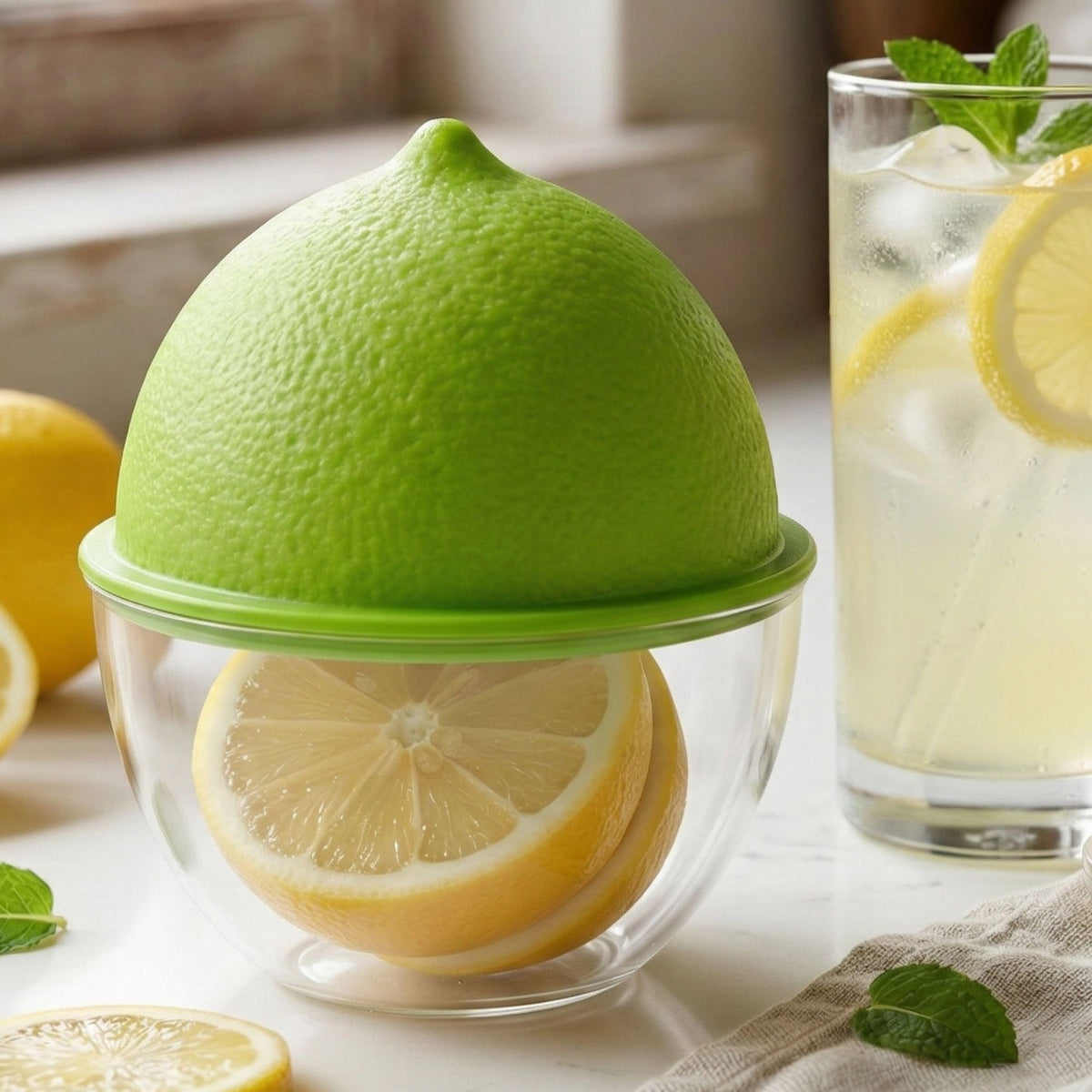 Porta Limão com Tampa – Organizador para Geladeira e Cozinha, Conserva Frutas Frescas sem Odor