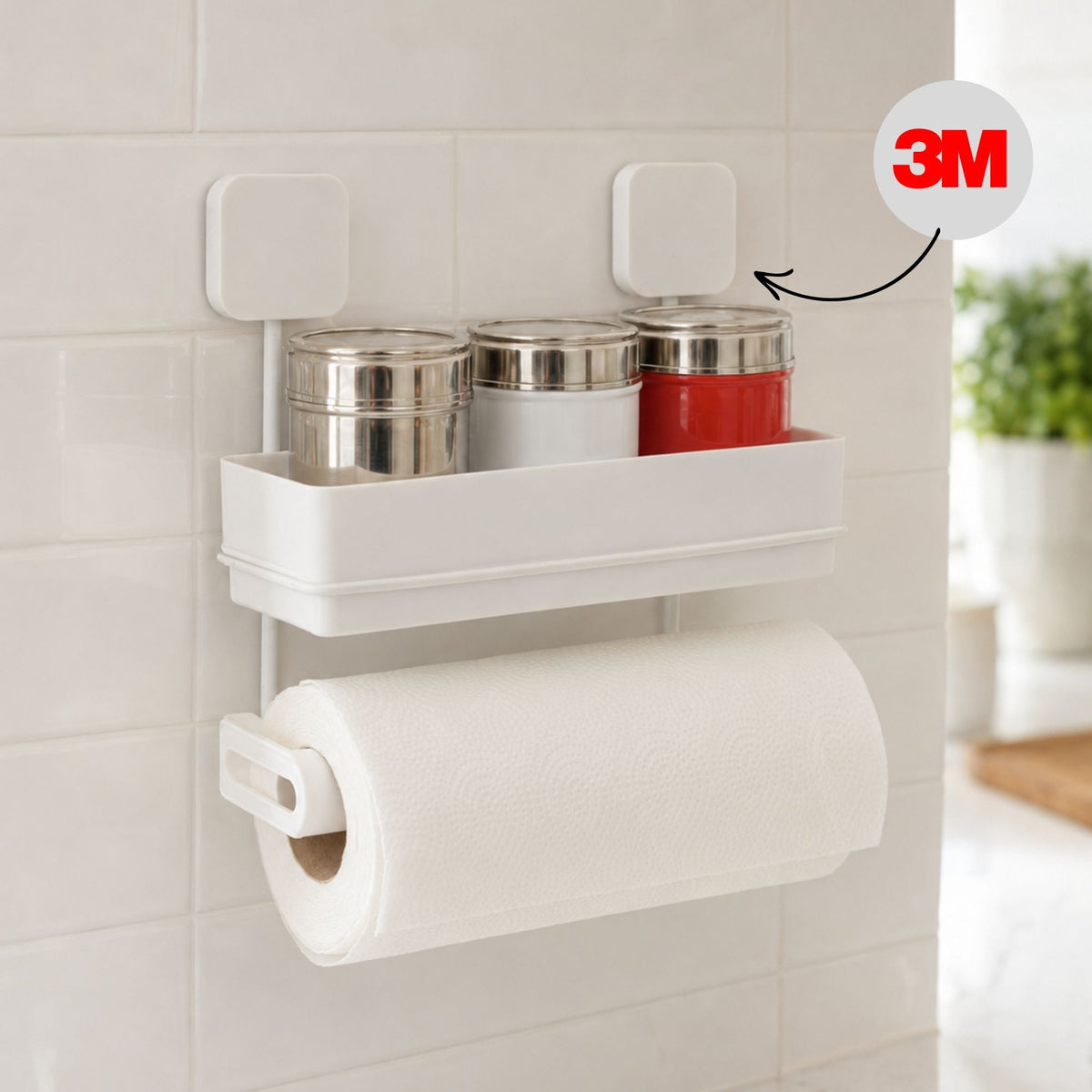 Suporte Aramado Pastilha para Rolo e Temperos