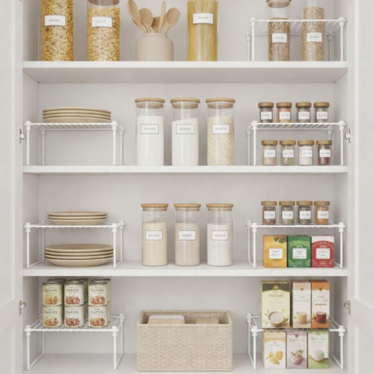 Kit 7 Organizadores de Armário Multiuso Aço Aramado – Prateleira para Cozinha e Louças