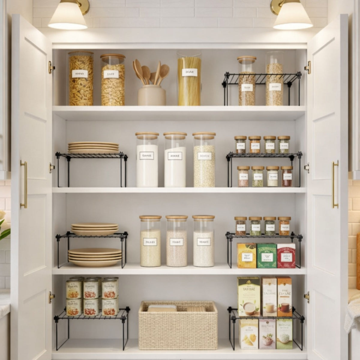 Kit 7 Organizadores de Armário Multiuso Aço Aramado – Prateleira para Cozinha e Louças