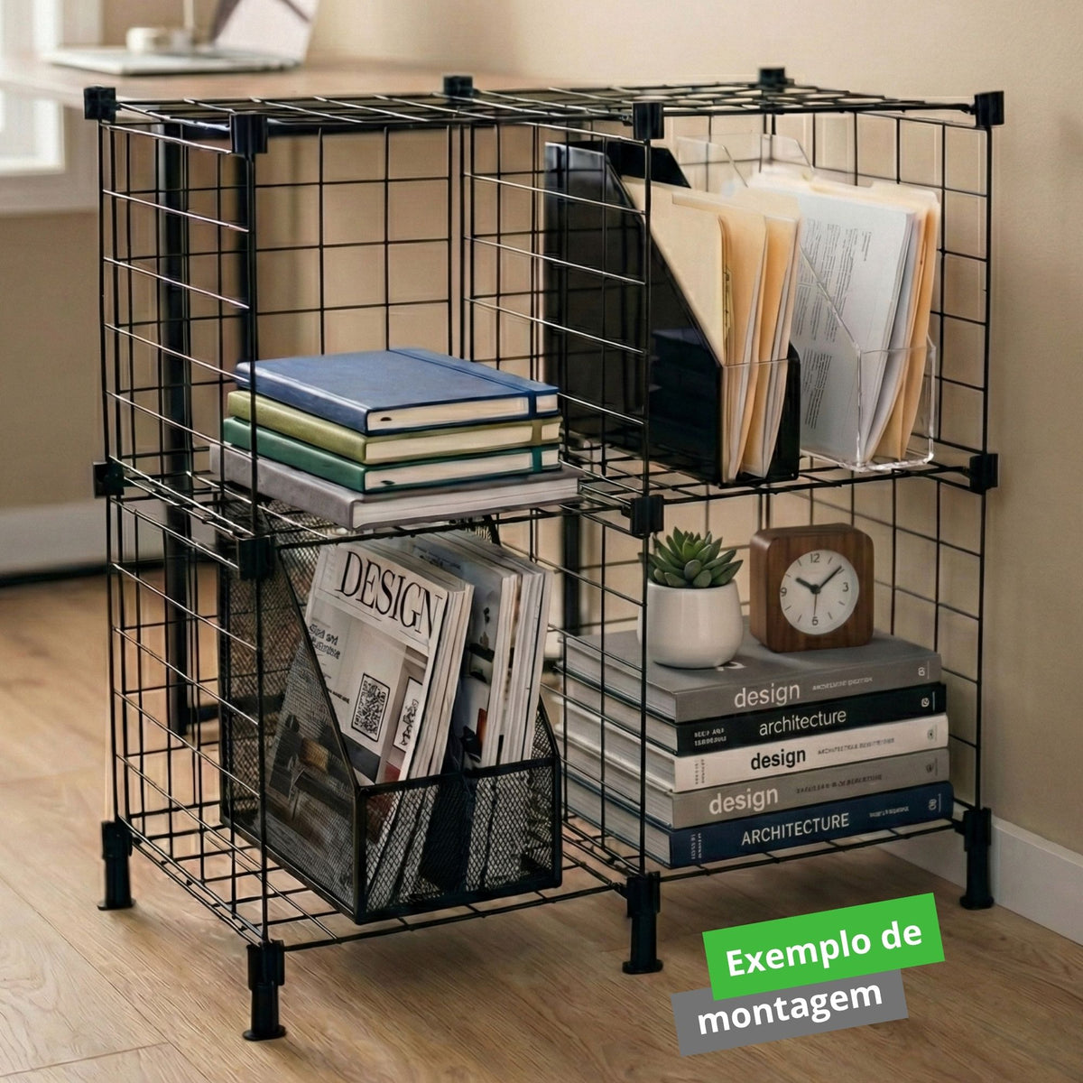 Estante para Livros Aramado para Roupas e Objetos 4 Nichos
