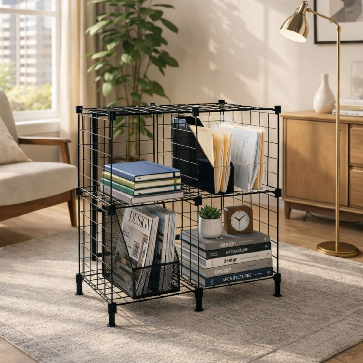Estante para Livros Aramado para Roupas e Objetos 4 Nichos