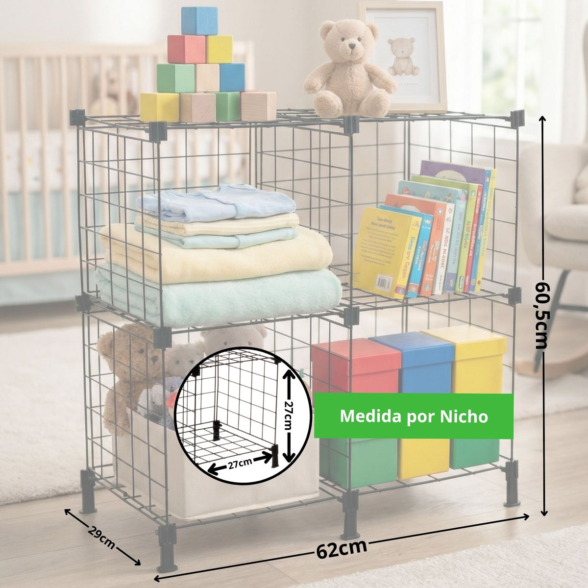 Estante para Livros Aramado para Roupas e Objetos 4 Nichos