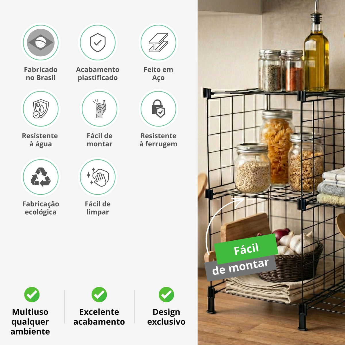 Estante para Livros Aramado para Roupas e Objetos 4 Nichos