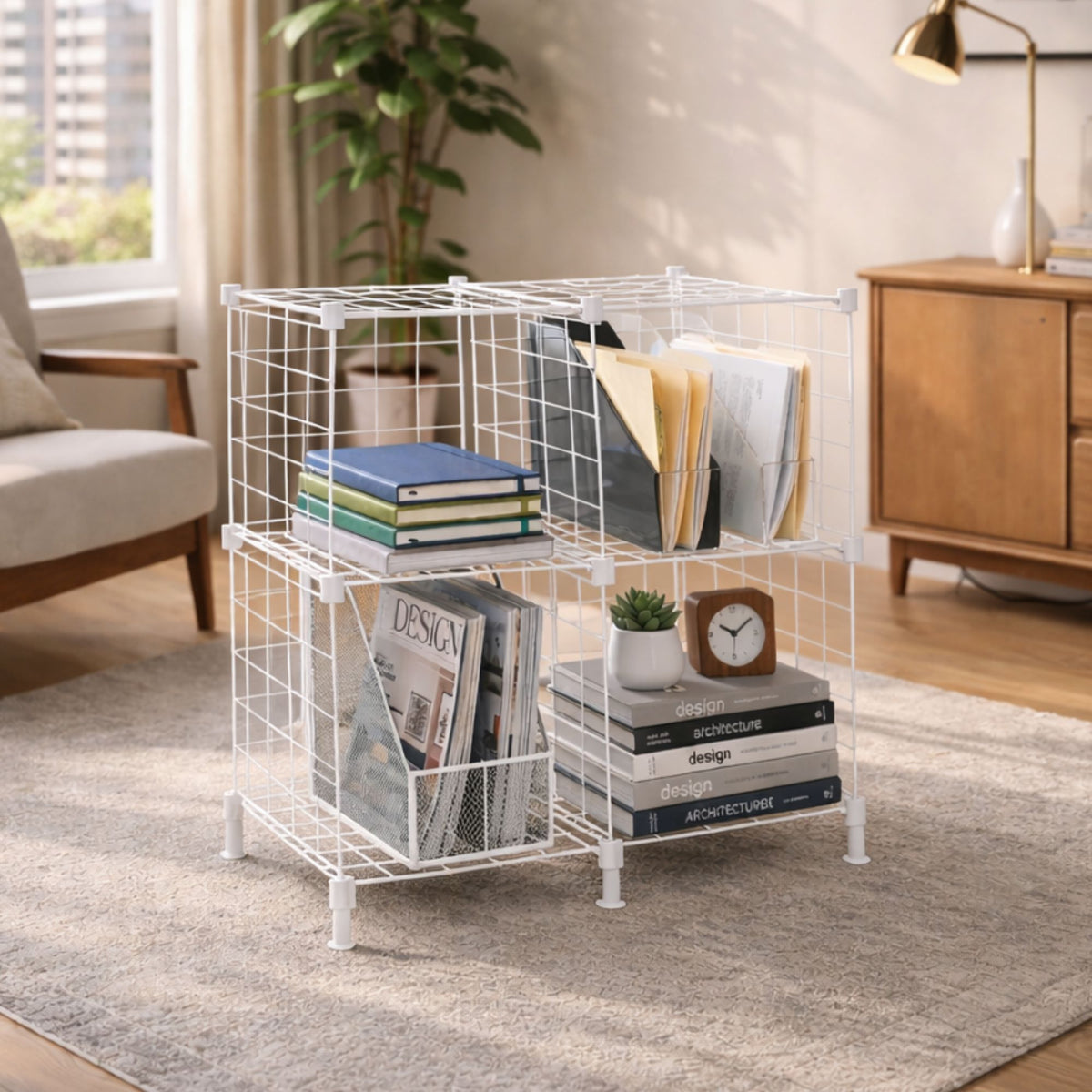 Estante para Livros Aramado para Roupas e Objetos 4 Nichos