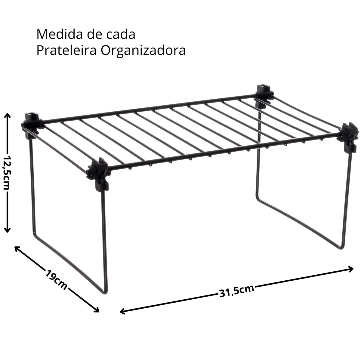 Kit 2 Organizadores de Armário Empilháveis Multiuso Prateleira Aramada Cozinha Louças