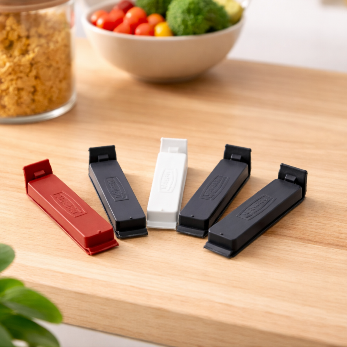 Kit 5 Prendedores de Embalagem Pequeno – Fecho Multiuso para Alimentos, Snacks e Mantimentos