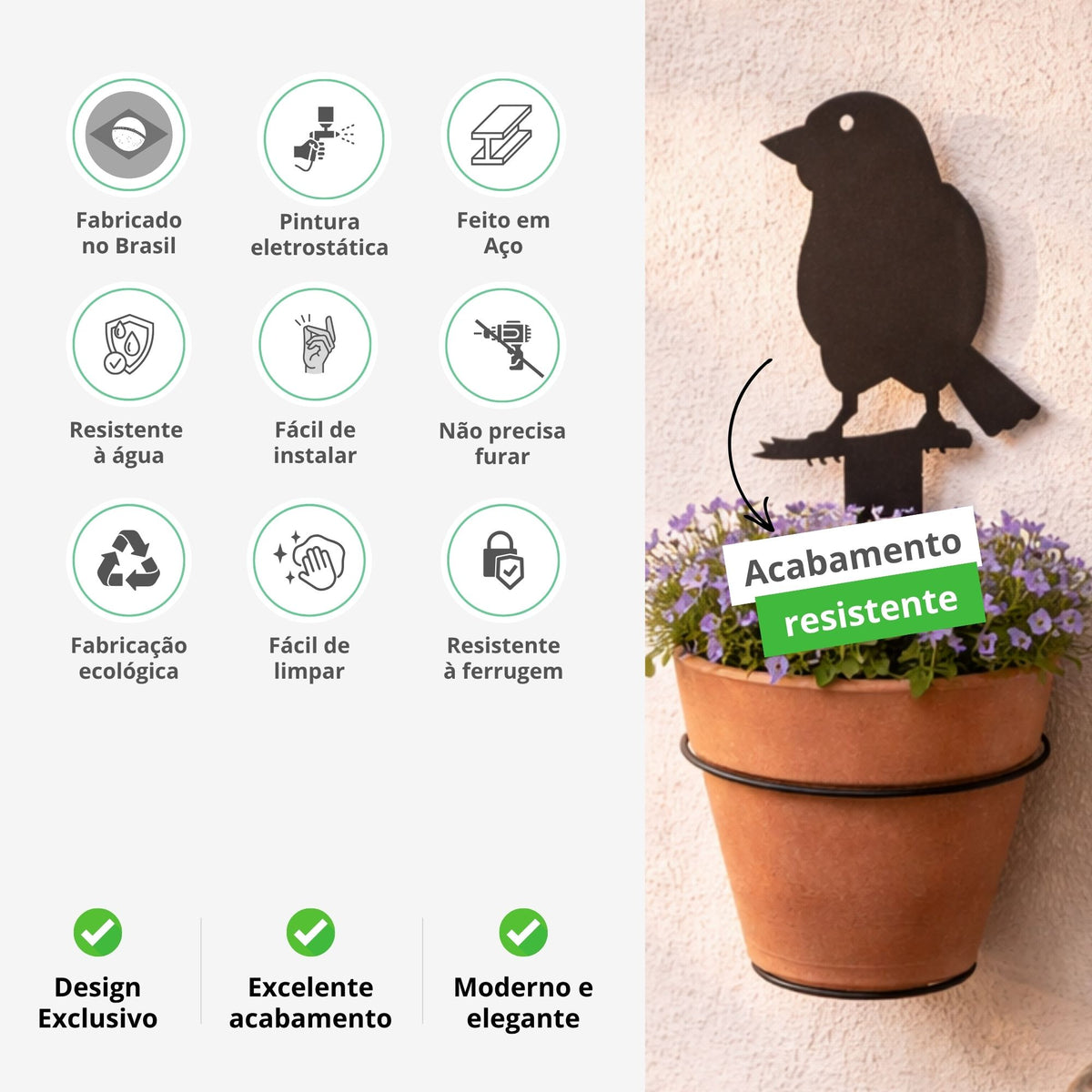 Suporte para Vaso de Planta Passarinho - Aramada